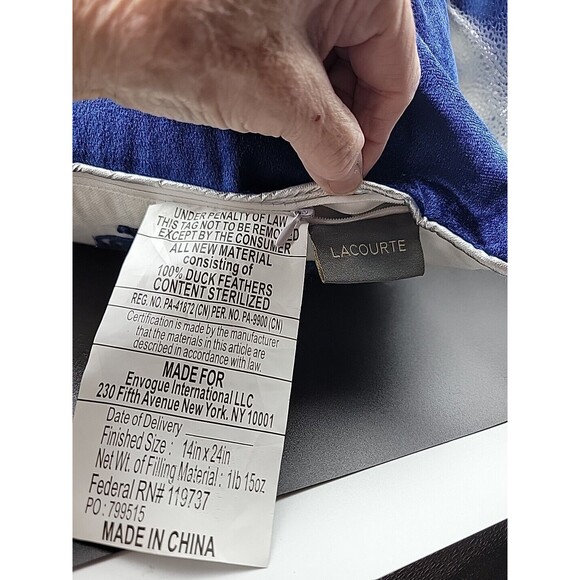 Lacourte HAPPY HANAKKAH MENORAH Reversible Pillow Blue White 24" Removeable Covr - Picture 3 of 6